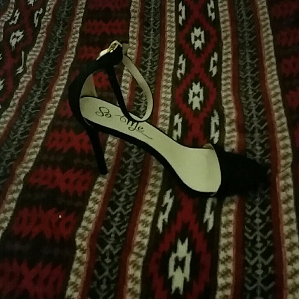 Black strap heels